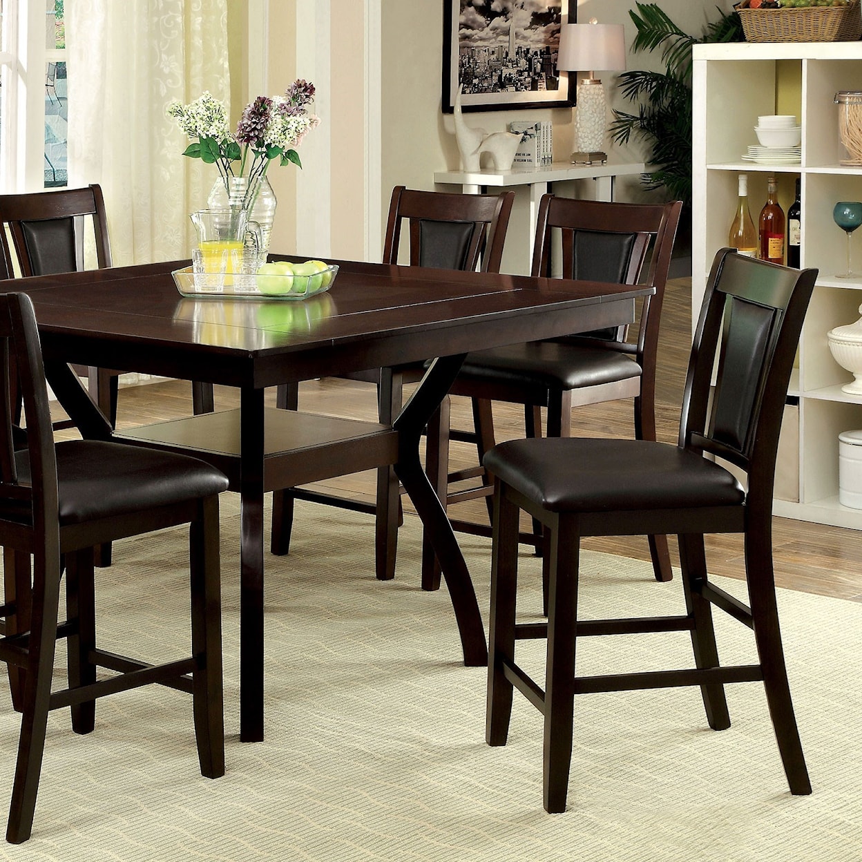 Furniture of America Brent 7 Pc Counter Height Dining Set