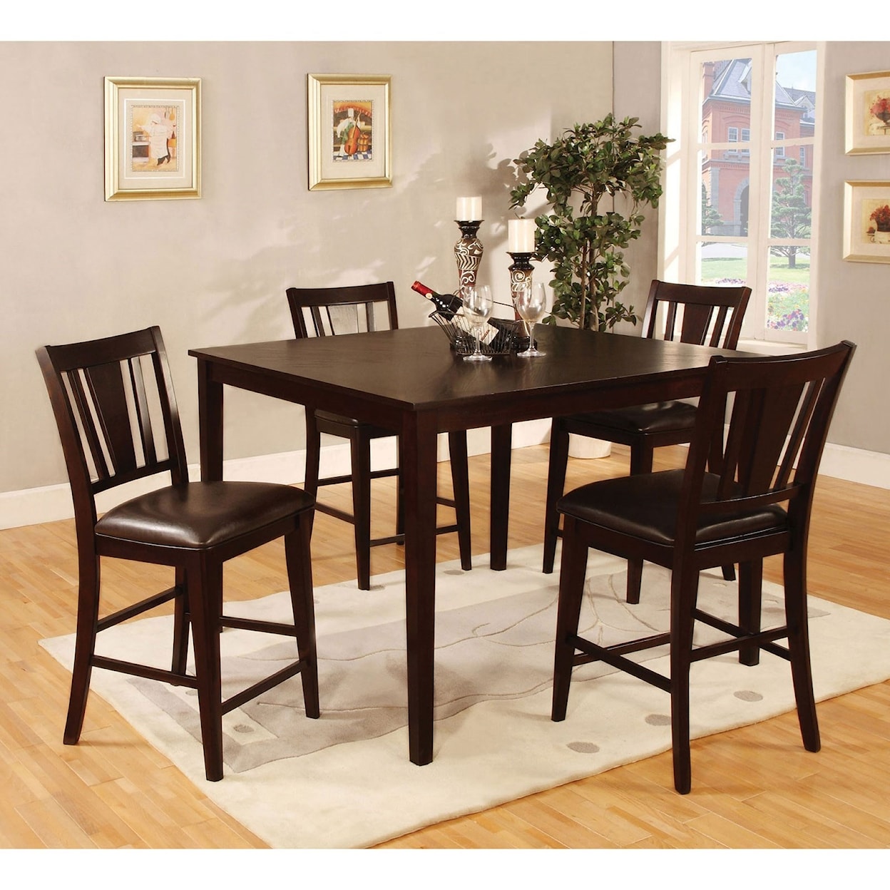 Furniture of America Bridgette II 5 Pc Counter Height Table Set