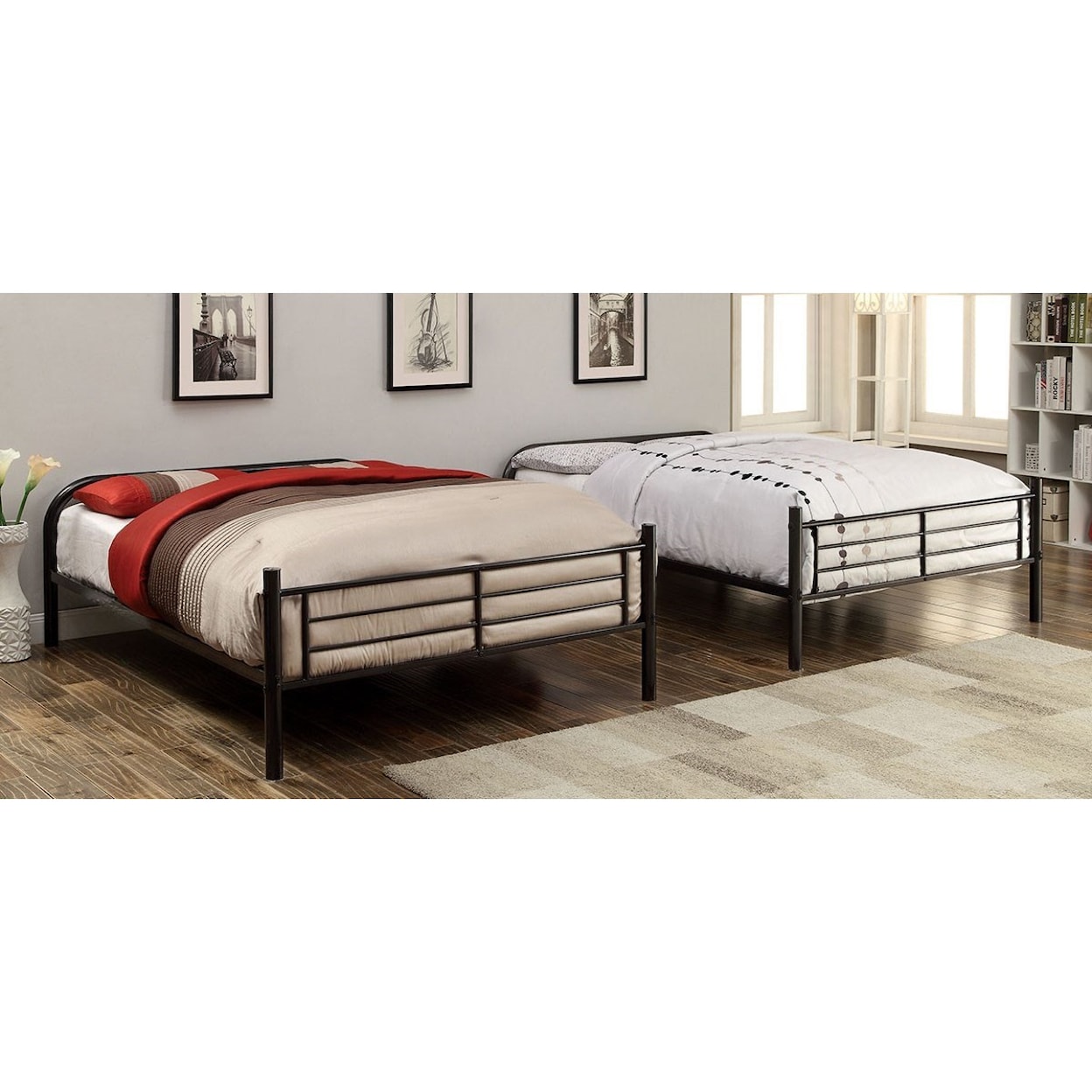 FUSA Brocket Metal Full/Full Bunk Bed