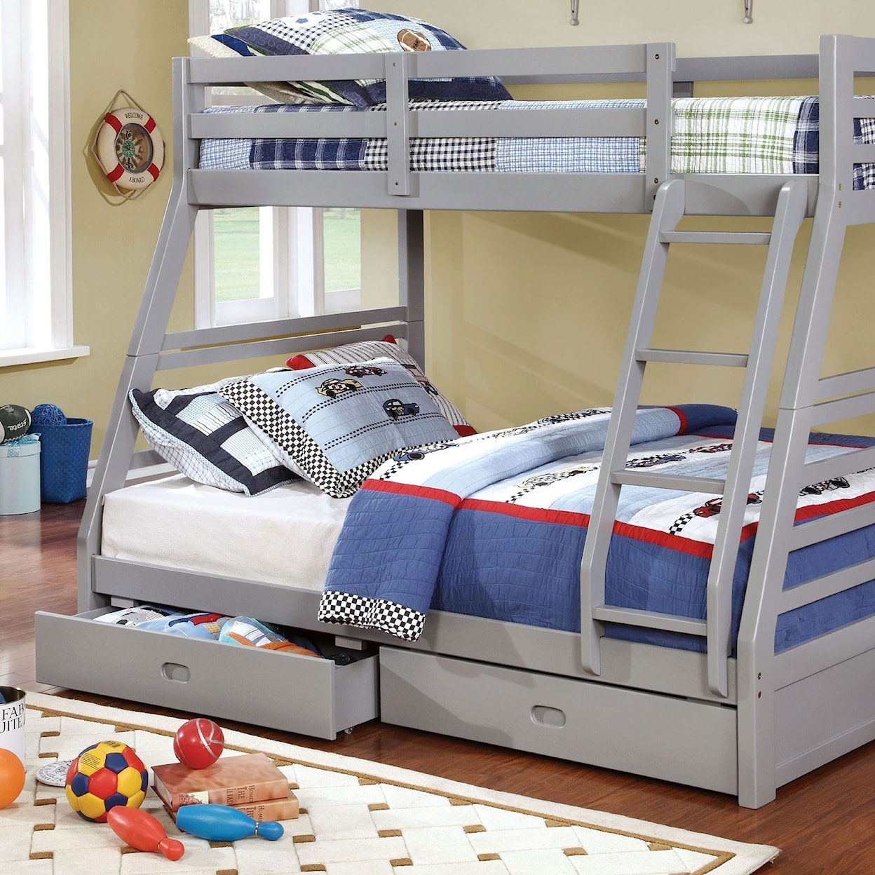 Furniture of America California III Twin-over-Full Bunk Bed with 2 Drawers
