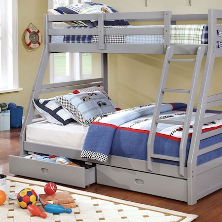 CALIFORNIA III GREY TWIN/FULL | BUNKBED WITH