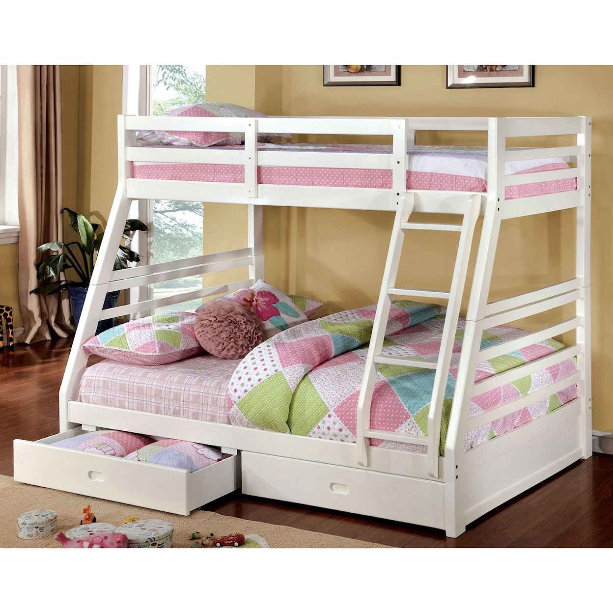 Furniture of America California III Twin-over-Full Bunk Bed with 2 Drawers