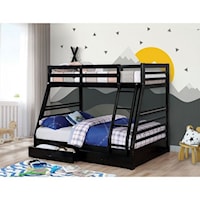 Casual Twin Over Full Youth Bunkbed with Storage Drawers