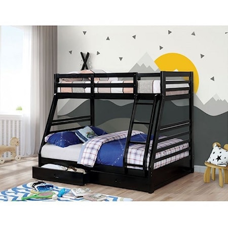 Casual Twin Over Full Youth Bunkbed with Storage Drawers