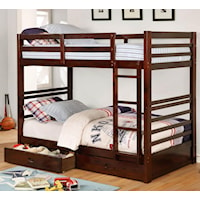 Casual Twin Over Twin Youth Bunkbed with Storage Drawers