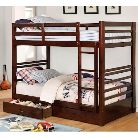 Casual Twin Over Twin Youth Bunkbed with Storage Drawers