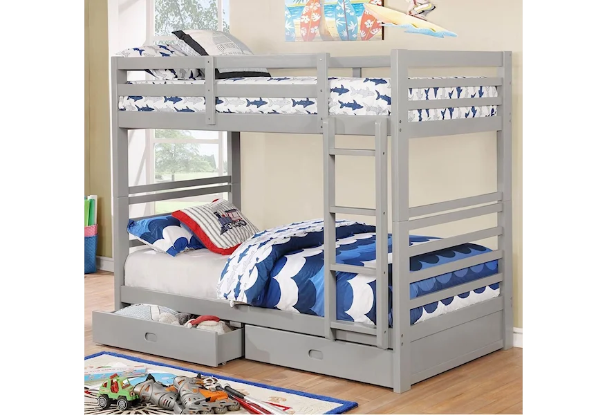 California IV Twin/Twin Bunk Bed by Furniture of America at Sam Levitz Furniture