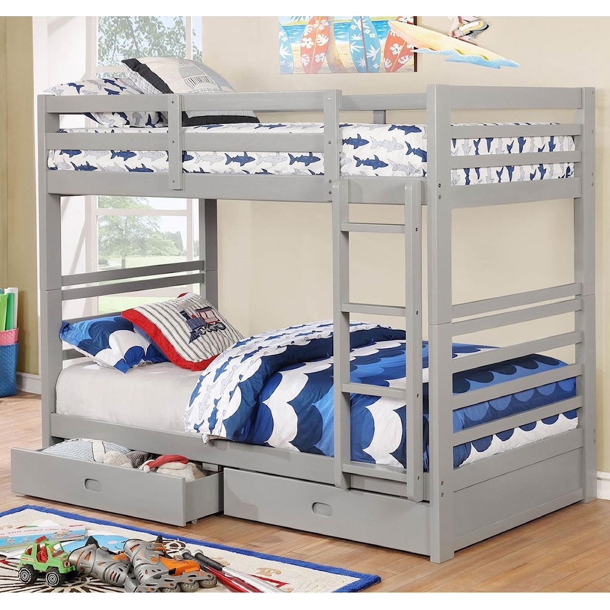 Furniture of America California IV CALIFORNIA III GREY  TWIN/TWIN | BUNKBED WIT