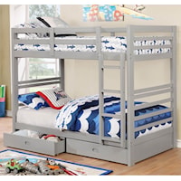 Casual Twin Over Twin Youth Bunkbed with Storage Drawers