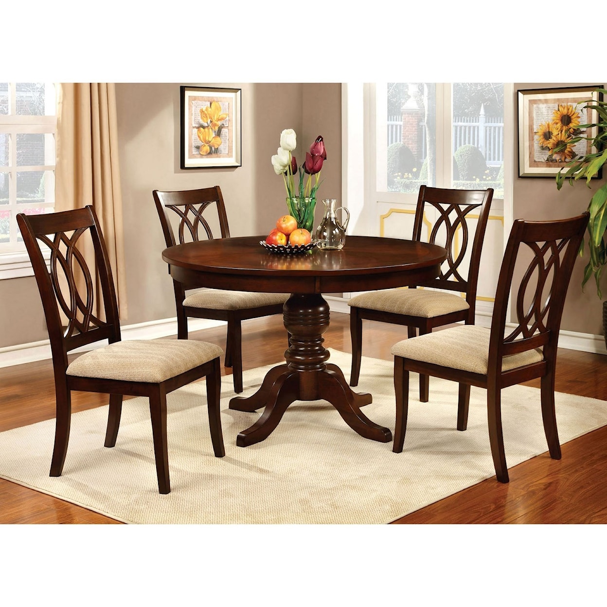 Furniture of America Carlisle1 Round Dining Table