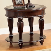 Traditional End Table with Glass Insert Top
