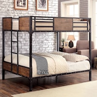 Industrial Wood and Metal Full Over Full Bunk Bed