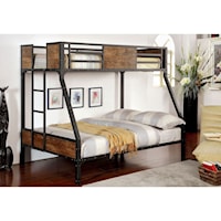 Industrial Wood and Metal Twin Over Full Bunk Bed