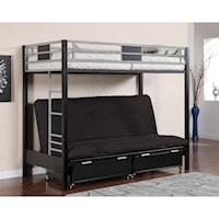 Metal Twin Loft Bed with Futon Base