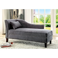 Contemporary Chaise with Nailhead Trim