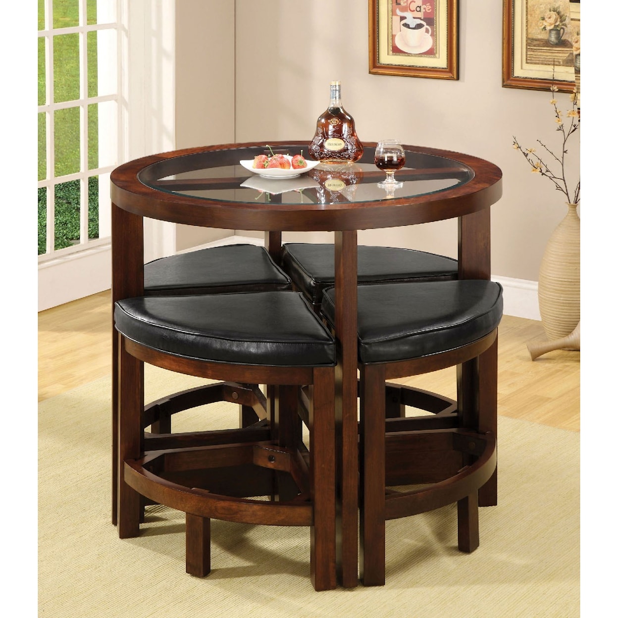 Furniture of America - FOA Crystal Cove I 5 Piece Counter Height Dining Set