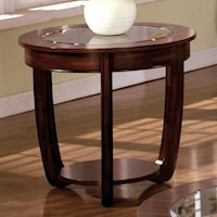 Transitional End Table with Glass Top