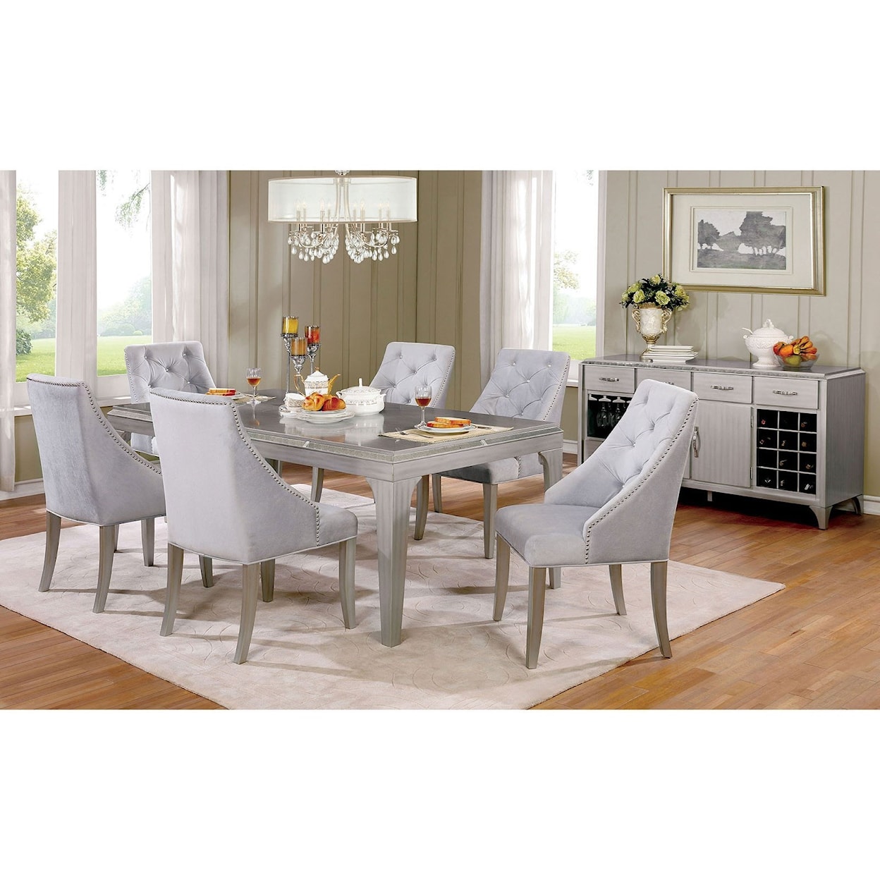 Furniture of America Diocles 7 Pc. Dining Table Set