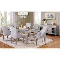 Glam Silver Seven Piece Dining Table Set