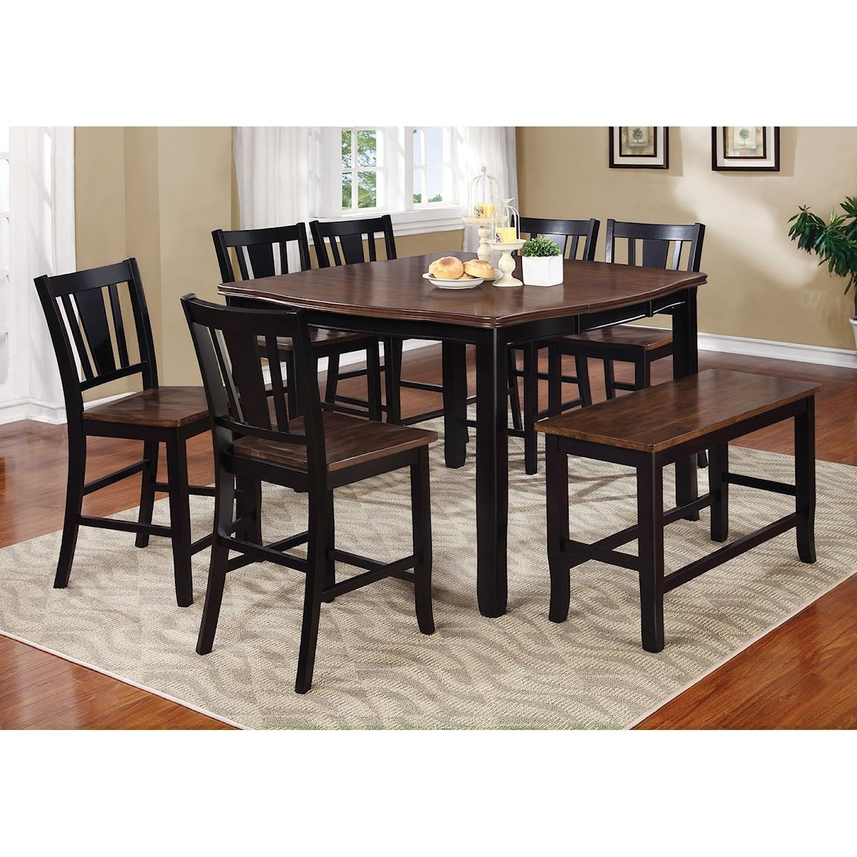 Furniture of America Dover II Table + 8 Side Chairs