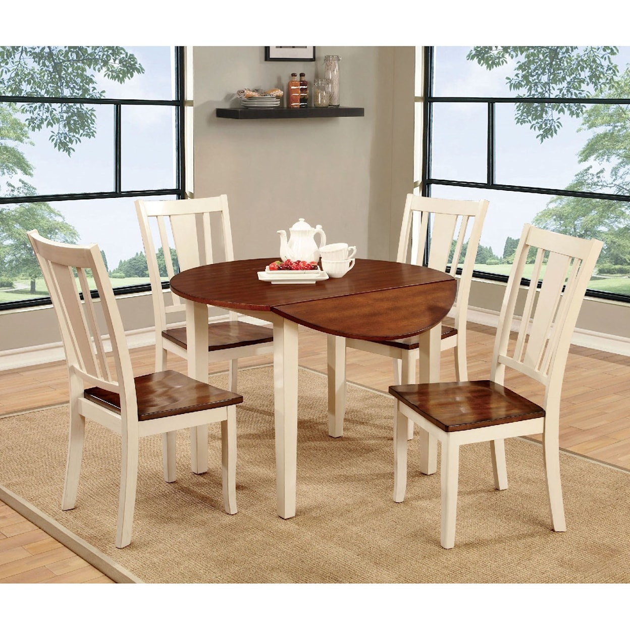 Furniture of America Dover II Table + 4 Side Chairs