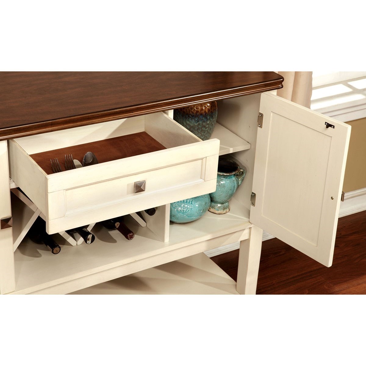 Furniture of America Dover II Round Table w/ Drop Leaf