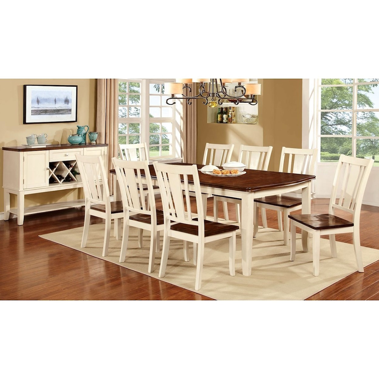 Furniture of America Dover II Round Table w/ Drop Leaf