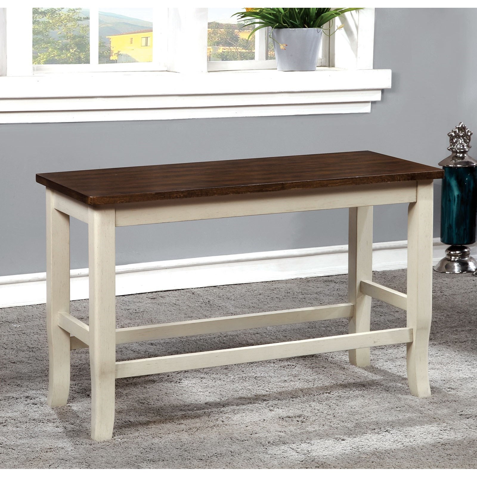 Furniture of America Dover II Round Table w/ Drop Leaf