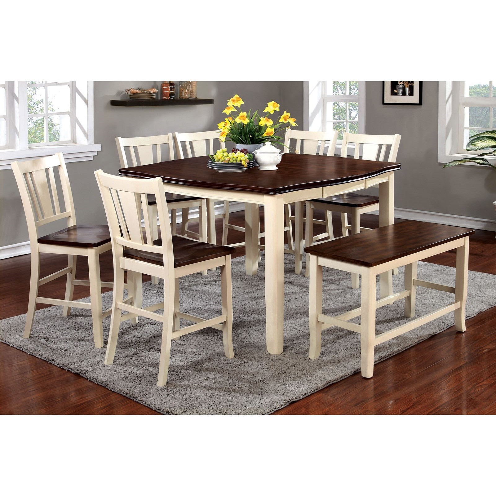 Furniture of America Dover II Round Table w/ Drop Leaf