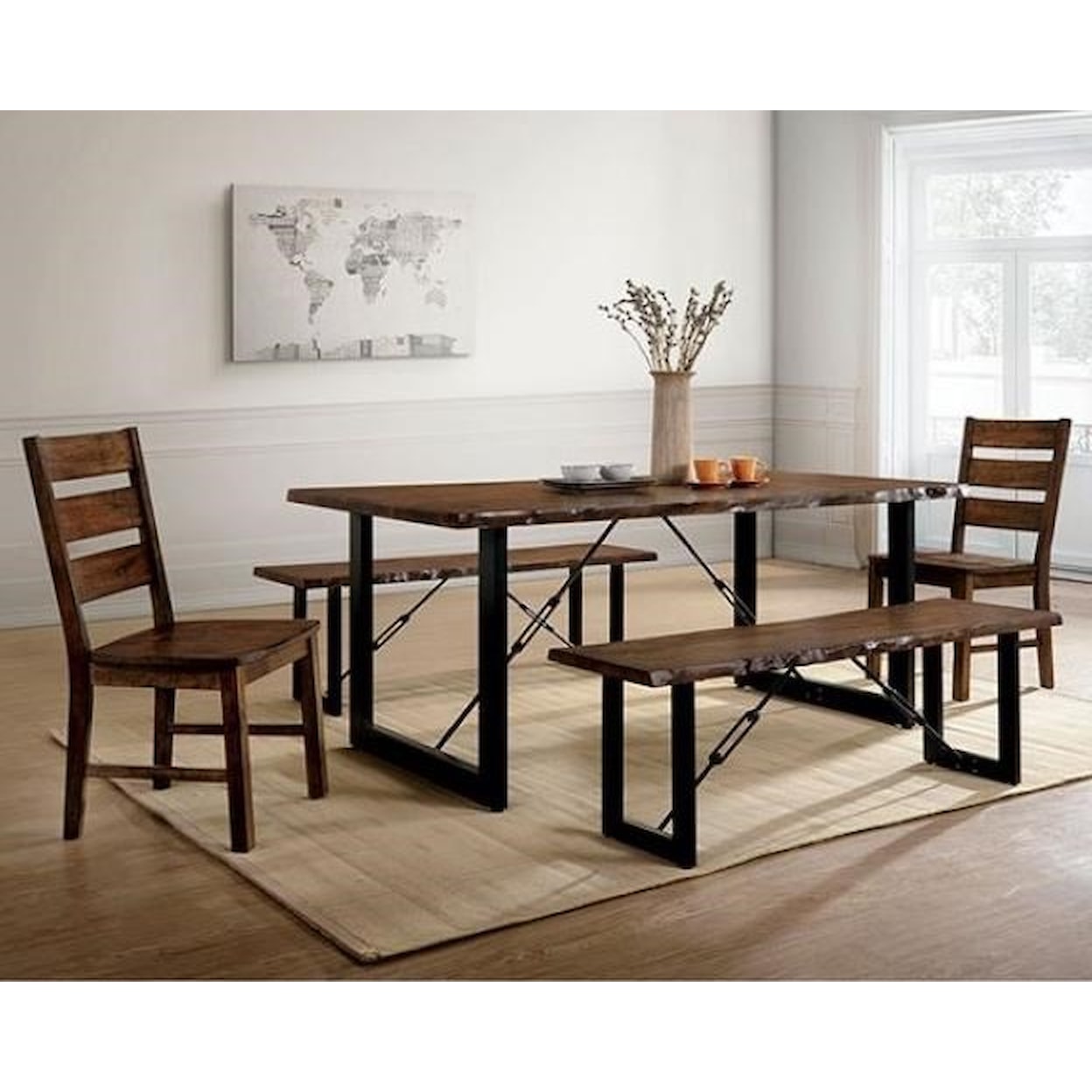 Furniture of America Dulce Table and Chair Set with Bench