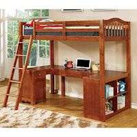Twin Youth Loft Bed with Desk and Storage