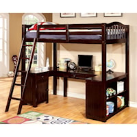 Twin Youth Loft Bed with Desk and Storage