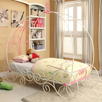 Twin Size Princess Carriage Metal Canopy Bed