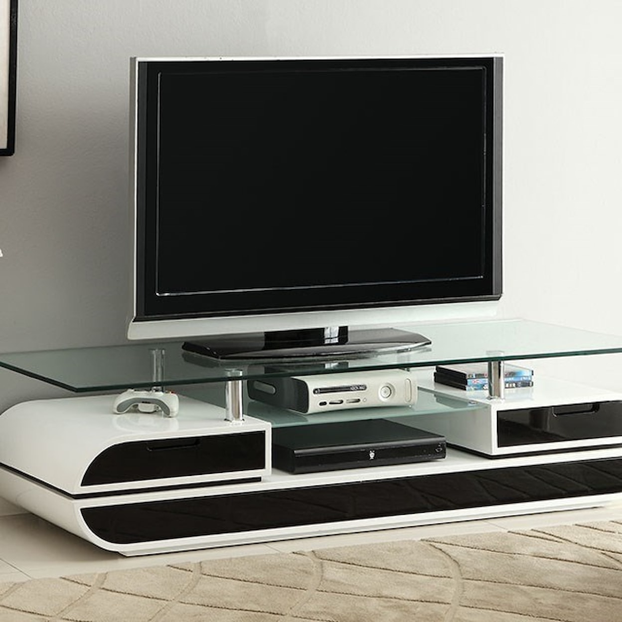 FUSA Evos 63" Glass Top TV Console