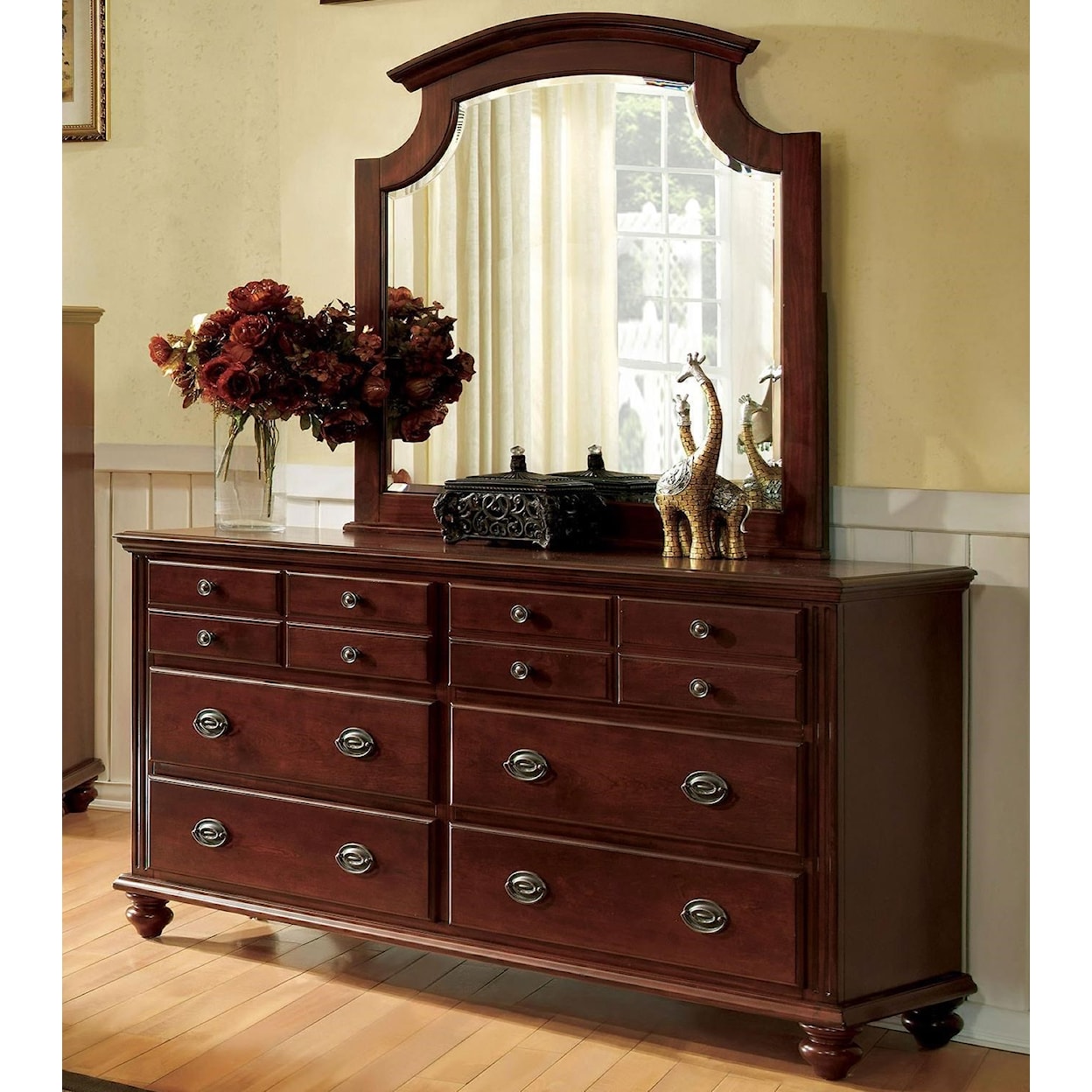 Furniture of America Gabrielle II Dresser and Mirror Set
