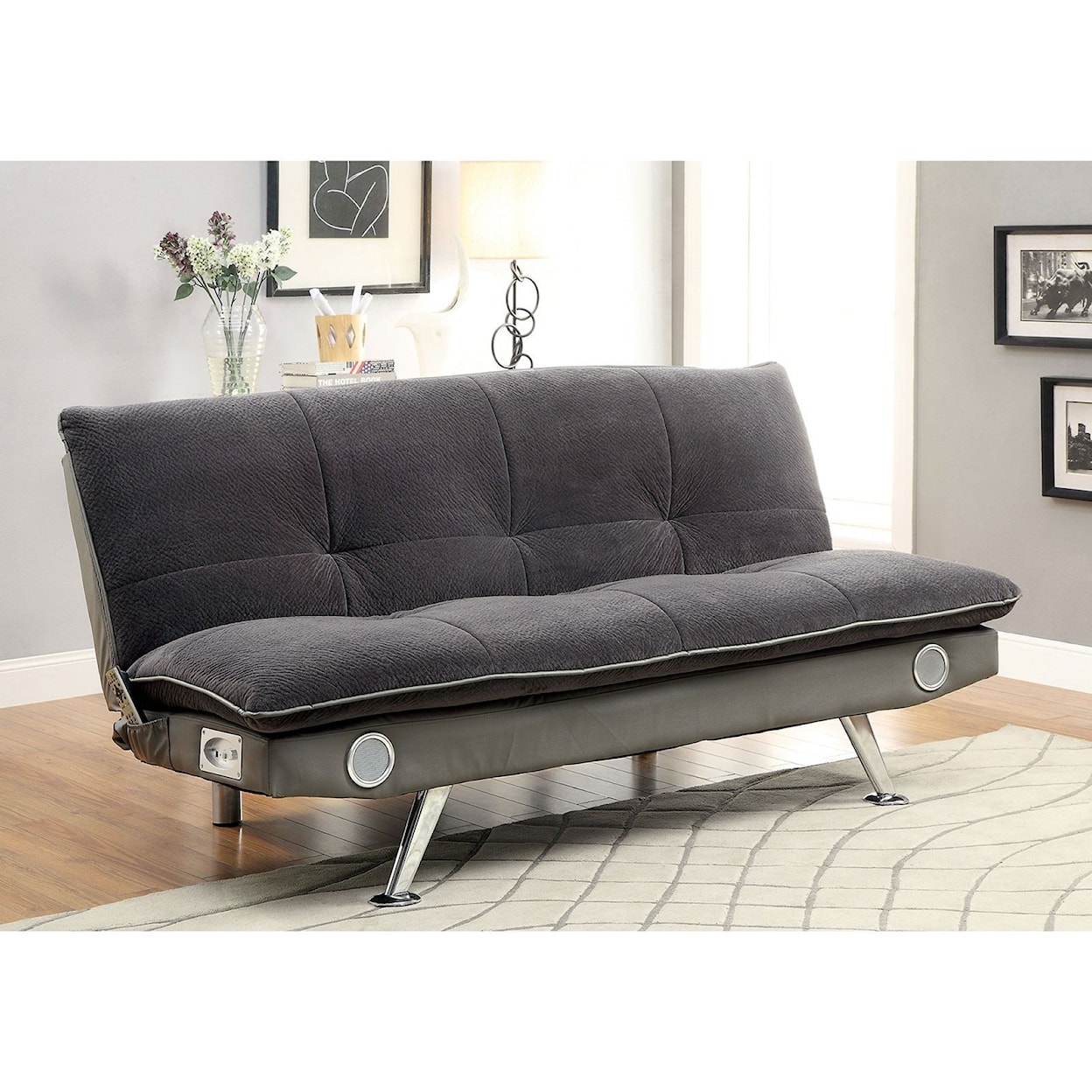 Furniture of America - FOA Gallagher Futon Sofa with Bluetooth Speaker