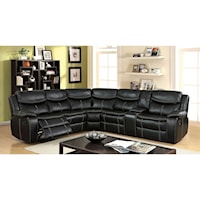 Casual Reclining 4 Seat Sectional Sofa with Cupholder Storage Console