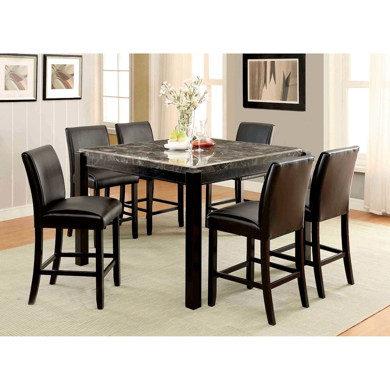 Furniture of America Grandstone II 7 Piece Counter Height Dining Set