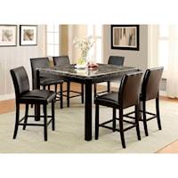 Contemporary 7 Piece Counter Height Dining Set with Marble Table Top