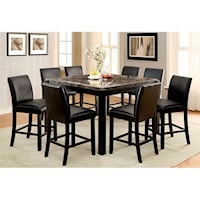 Contemporary 9 Piece Counter Height Dining Set with Marble Table Top