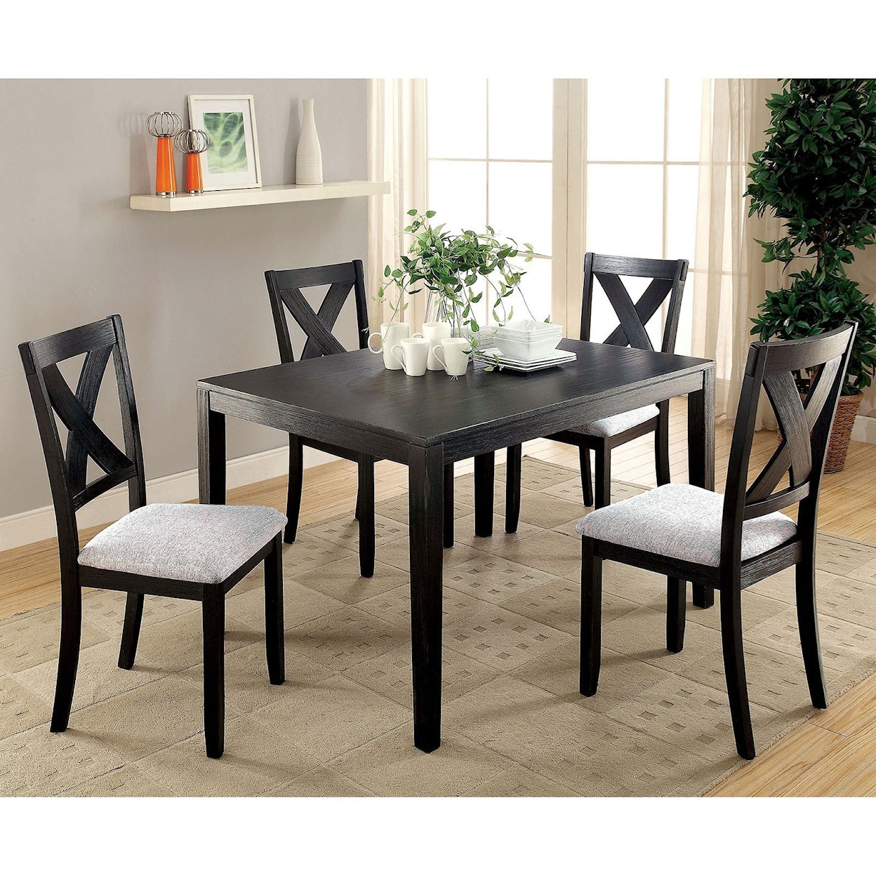 Furniture of America Glenham 5 Piece Dining Table Set