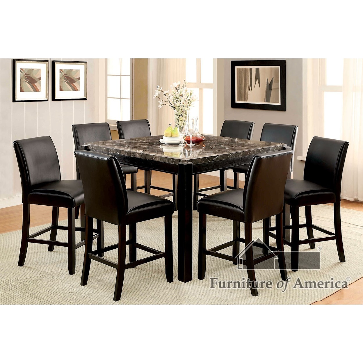 Furniture of America - FOA Grandstone I Table + 6 Chairs
