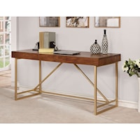 Contemporary Desk with Gold Finished Metal Legs