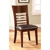 Set of 2 Transitional Slat Back Side Chair with Upholstered Seat