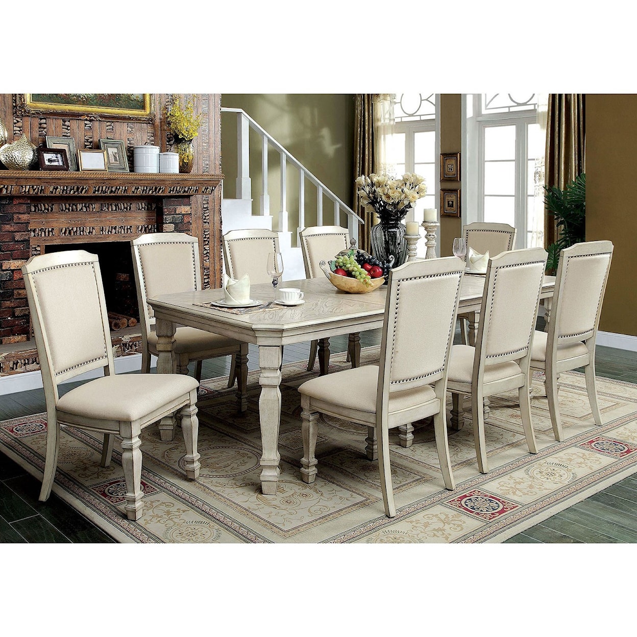 Furniture of America Holcroft Table and 8 Chairs