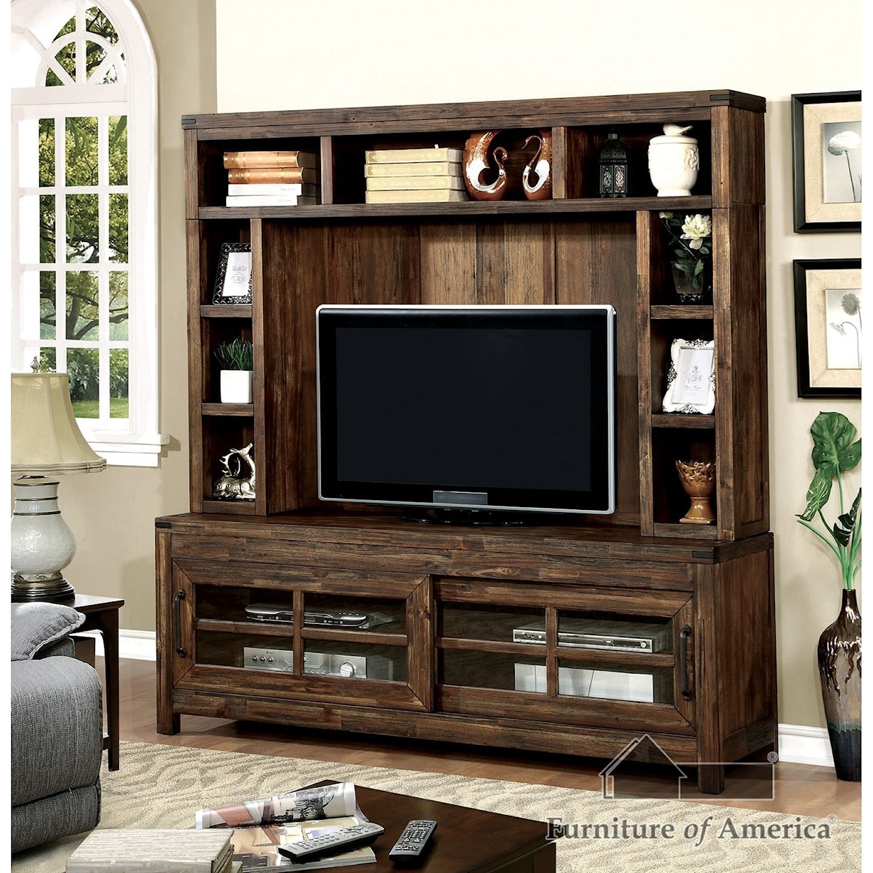 Furniture of America Hopkins 72" TV Console + Hutch