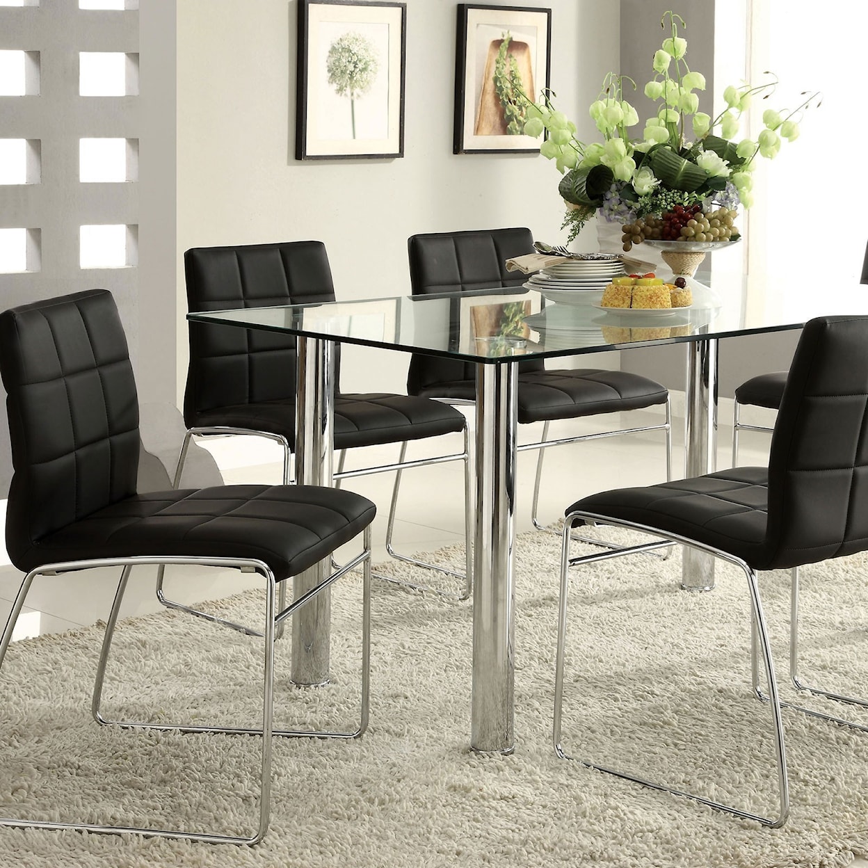 Furniture of America Kalawao Table and 6 Side Chairs