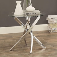 Round Glass Top End Table with Chrome Base