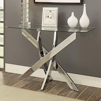 Glass Top Sofa Table with Chrome Base