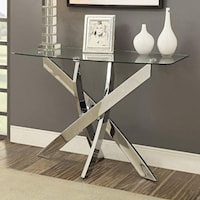 Contemporary Style Sofa Table w/Chrome Leg